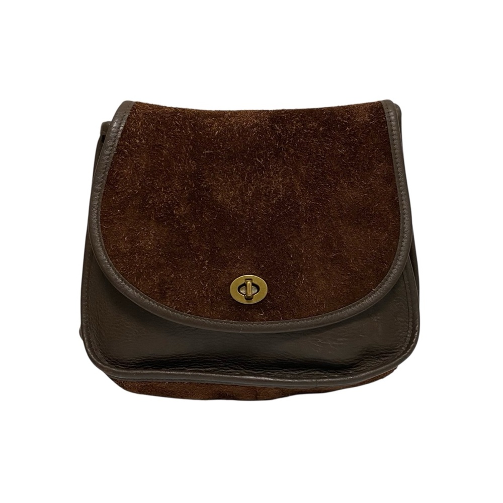 Coach Two Tone Brown Leather Crossbody Handbag